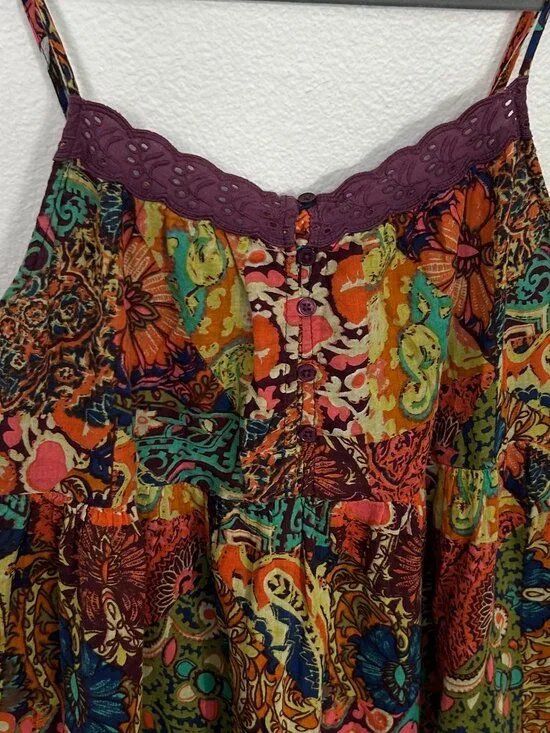 Urban Outfitters | Hanna Cecilia Tiered Mini Dress, Multi Colored Boho, size M - Picture 3 of 10